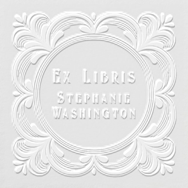 Elegant Scrollwork Personalized Ex Libris Book Embosser (Design)
