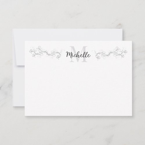 Elegant Scrollwork Personalized Note Card