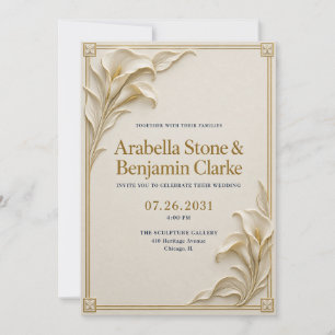 Elegant Sculpted Botanical Relief Wedding Thank Yo Invitation