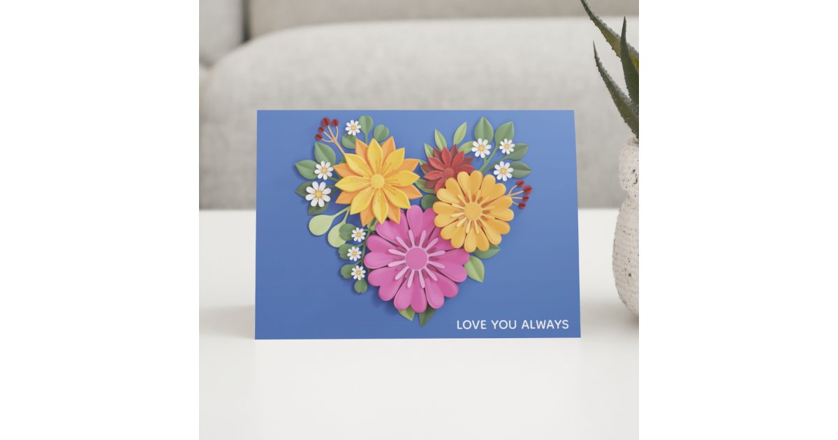 Elegant Sculpted Floral Heart Love Card | Zazzle