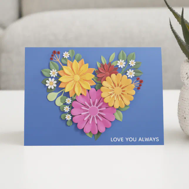 Elegant Sculpted Floral Heart Love Card | Zazzle