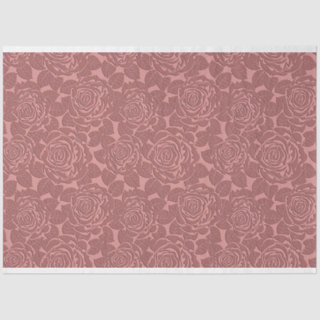 Elegant Sculpted Style Dark Pink Roses Tissue Paper (Front)