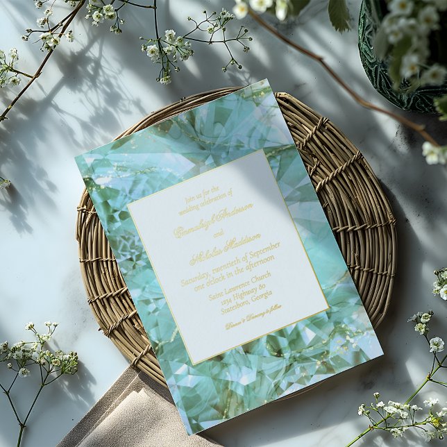 Elegant Sea Glass Gemstone Wedding Foil Invitation (Creator Uploaded)