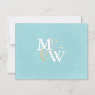 Elegant Sea Glass Monogram Wedding RSVP Card