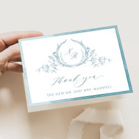 Elegant Sea Glass Monogrammed, Watercolor Wedding