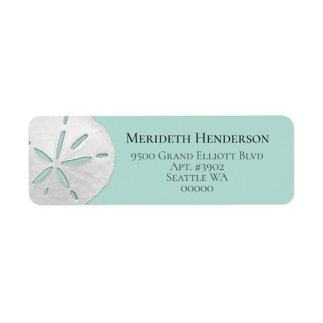 Elegant Sea Glass & Sand Dollars Beach Wedding Label (Front)