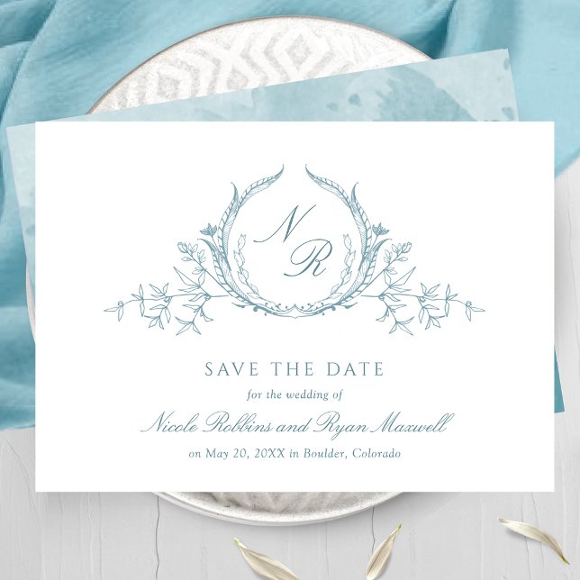 Elegant Sea Glass Watercolor Monogram Calligraphy Save The Date (Creator Uploaded)