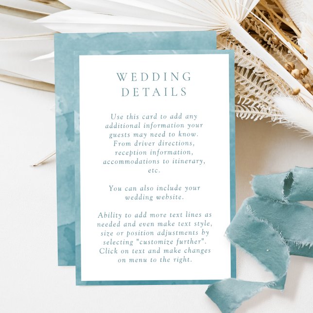 Elegant Sea Glass Watercolor Wedding Details Enclosure Card (Creator Uploaded)