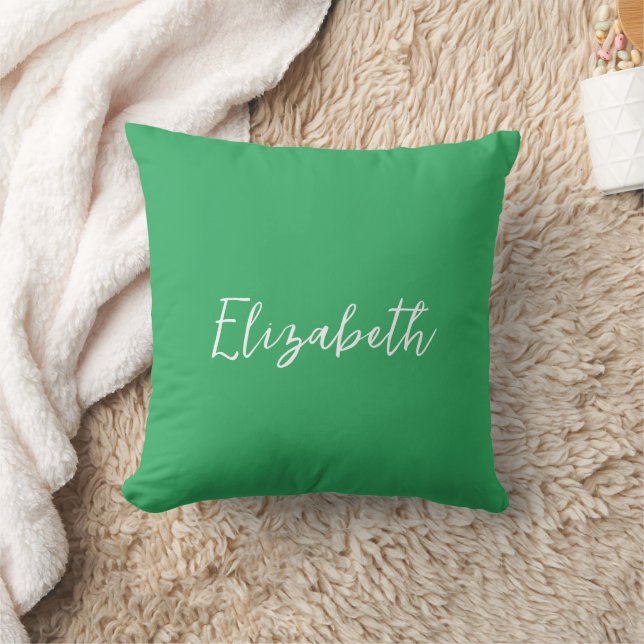 Elegant Sea Green Replace Your Own Name Throw Pillow (Blanket)