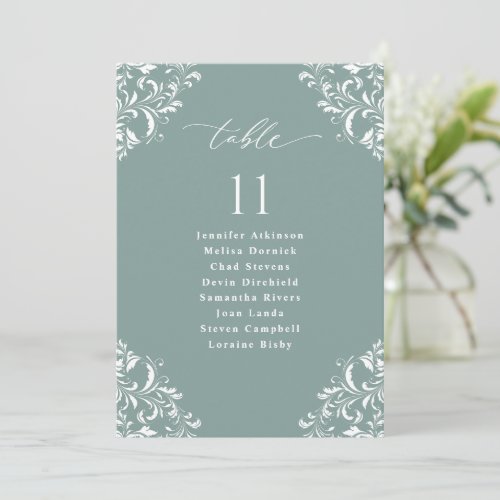 Elegant Sea Green Wedding Seating Chart Sign Card