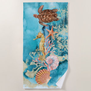 Elegant Sea Life Ocean Beach Towel