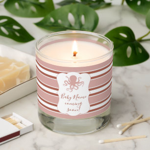 Elegant Sea Octopus Nautical Striped Baby Shower I Scented Candle