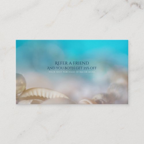 Elegant Sea Shells Blue Beach Refer a Friend Referral Card