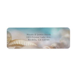 Elegant Sea Shells Blue Tropical Wedding Invite Label