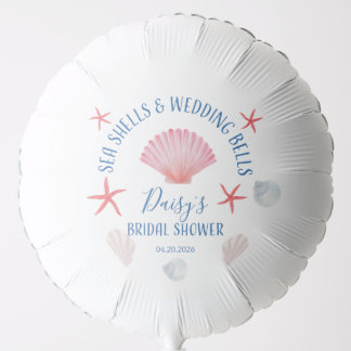 Elegant Sea shells & wedding bells Bridal shower Balloon
