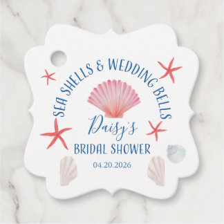 Elegant Sea shells & wedding bells Bridal shower Favor Tags