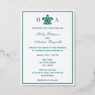 Elegant Sea Turtle #2 Theme Wedding Invitation