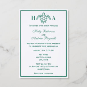 Elegant Sea Turtle #3 Theme Wedding Invitation