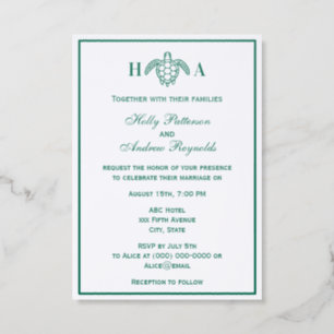 Elegant Sea Turtle #3 Theme Wedding Invitation