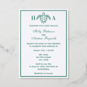 Elegant Sea Turtle #3 Theme Wedding Invitation