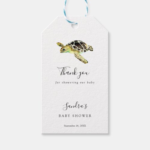 Elegant Sea Turtle Baby Shower Simple Minimal Gift Tags