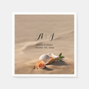 Elegant Sea Waves Sand Beach Wedding Napkins