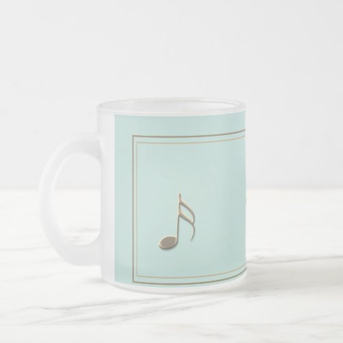 Elegant Seafoam Embossed Music Note Piano Singer Frosted Glass Coffee Mug