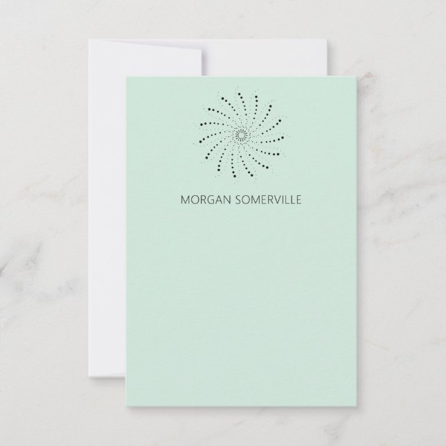 Elegant Seafoam Green Abstract Flower Modern Note Card (Front)