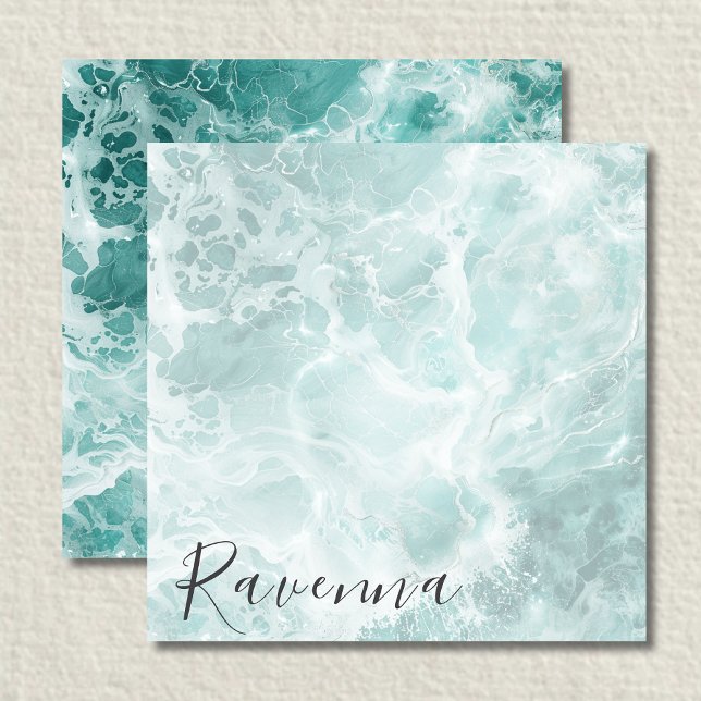 Elegant Seafoam Silver Custom Name Wedding Note Card (Creator Uploaded)