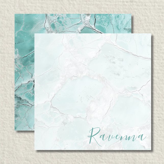 Elegant Seafoam Silver Marble Custom Name Wedding Note Card (Creator Uploaded)