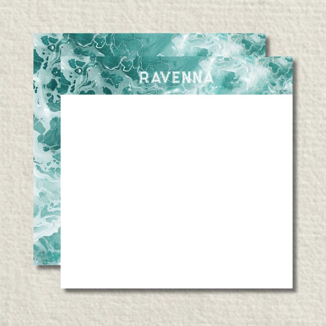Elegant Seafoam Silver Stripe Custom Name Wedding Note Card (Creator Uploaded)