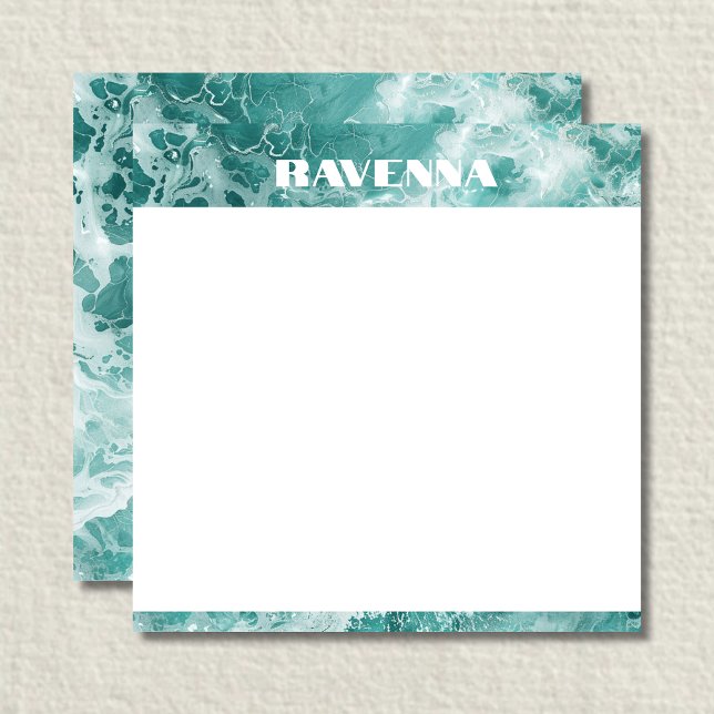 Elegant Seafoam Silver Stripe Custom Name Wedding Note Card (Creator Uploaded)