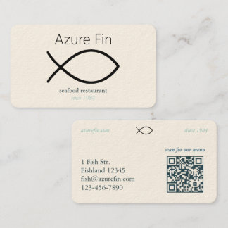 Elegant Seafood Restaurant | Fish Logo & QR Code Business Card