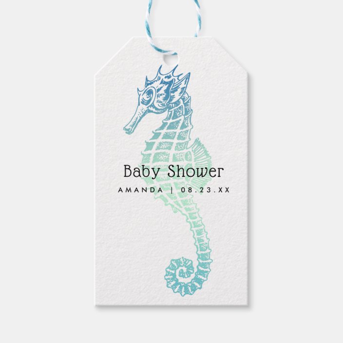 Elegant Seahorse Baby Shower Gift Tags Zazzle Com