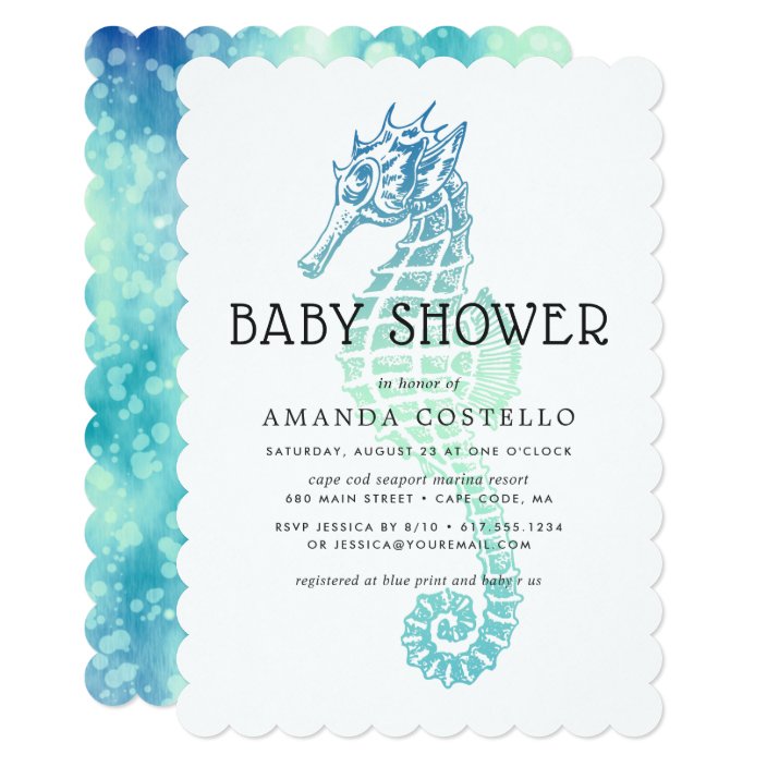 Elegant Seahorse Baby Shower Invitation | Zazzle.com