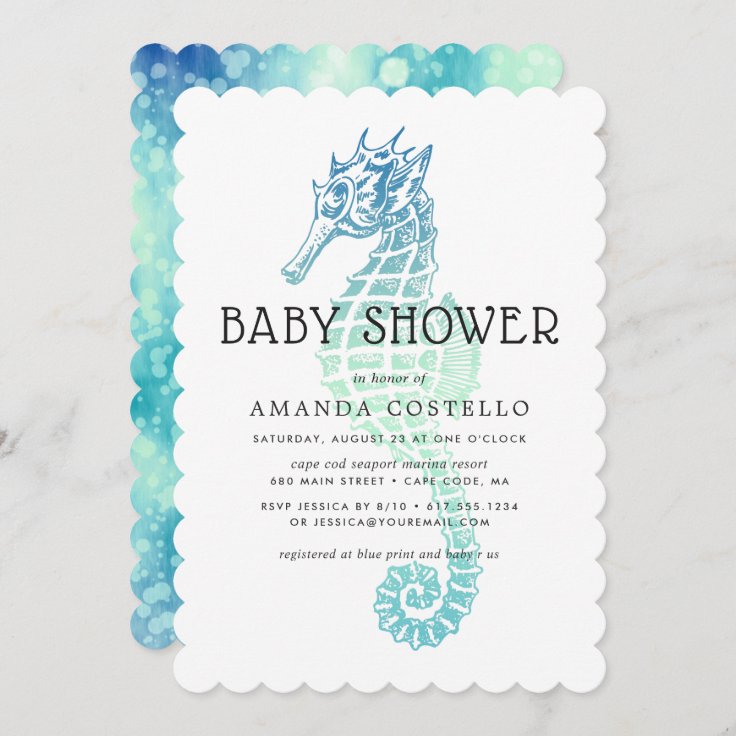 Elegant Seahorse Baby Shower Invitation Zazzle