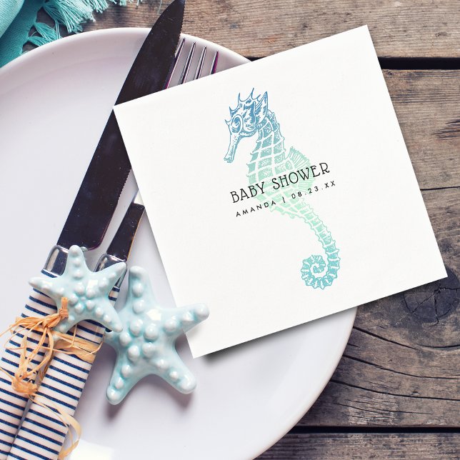 Elegant Seahorse Baby Shower Napkins (Elegant Seahorse Baby Shower Napkins)