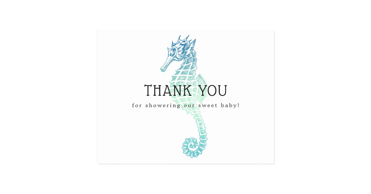 Elegant Seahorse Baby Shower Thank You Postcard Zazzle Com