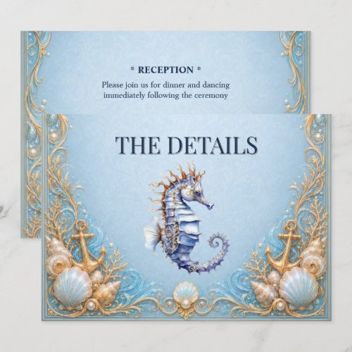 Elegant seahorse beach wedding theme enclosure invitation
