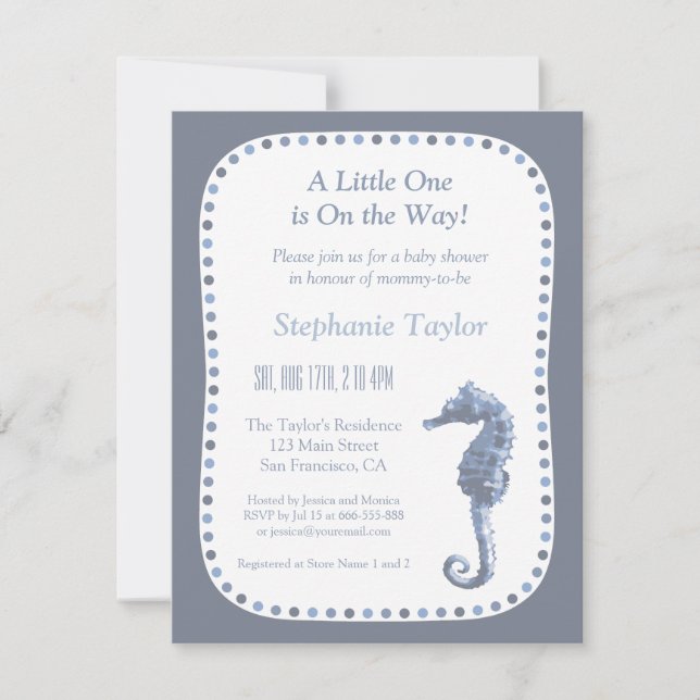 Elegant Seahorse Ocean Baby Shower Invitations (Front)