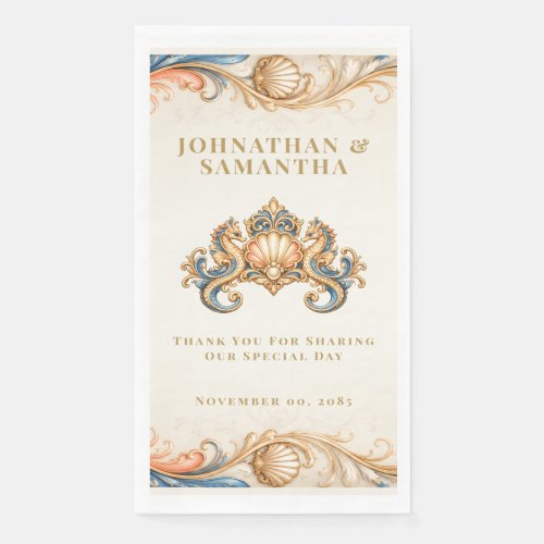Elegant seahorse vintage beach wedding serviettes paper guest towels