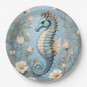 Elegant Seahorse William Morris Inspired Paper Plates
