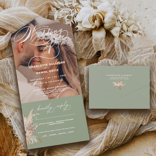 Elegant Seal and Send Boho  The Wedding Of     A All In One Invitation