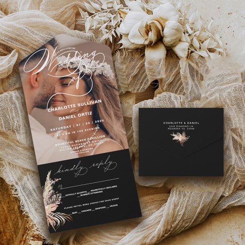 Elegant Seal and Send Boho  The Wedding Of      All In One Invitation