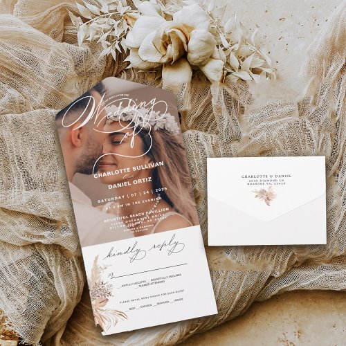 Elegant Seal and Send Boho  The Wedding Of     All In One Invitation