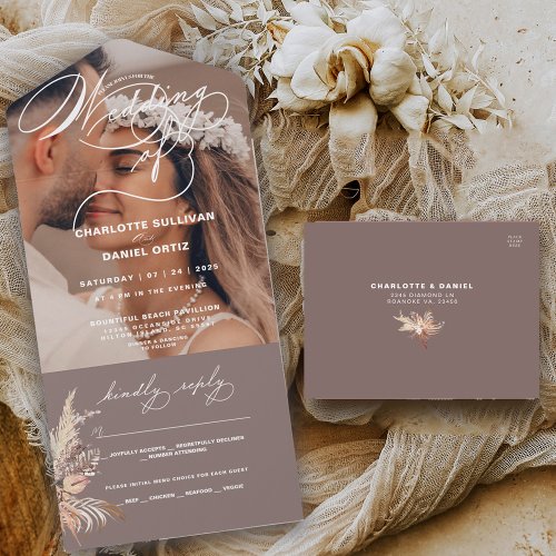 Elegant Seal and Send Boho  The Wedding Of      All In One Invitation