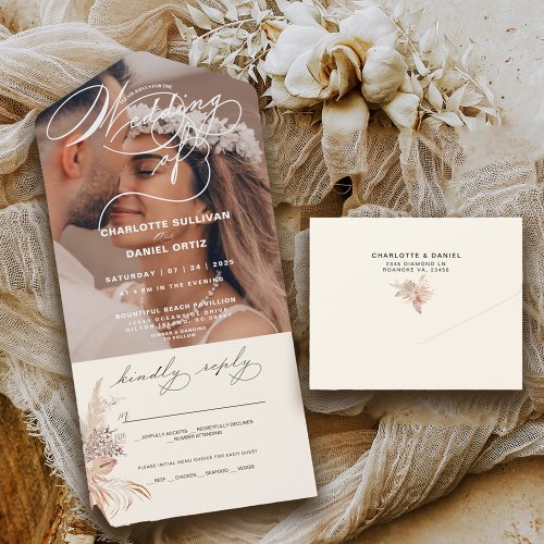 Elegant Seal and Send Boho  The Wedding Of     All In One Invitation