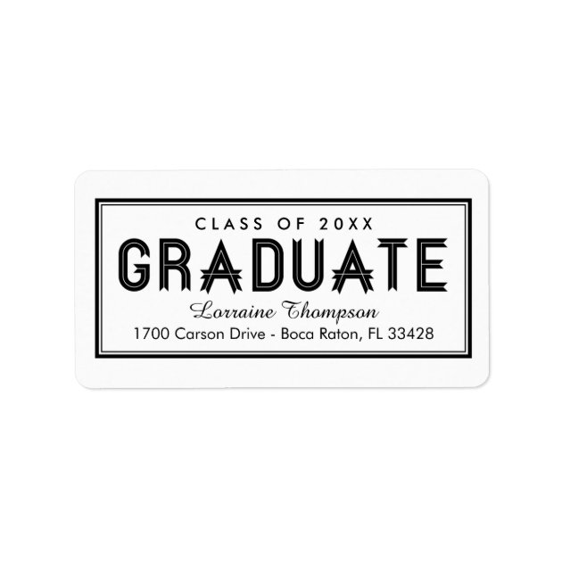 Elegant Seal Graduation Address Labels - Black