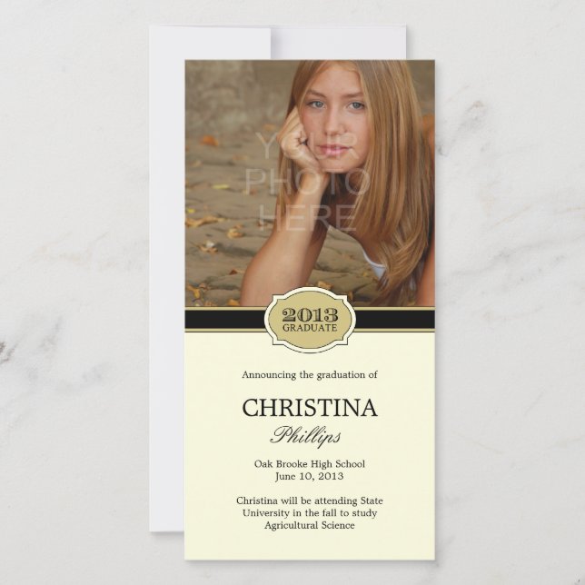 Elegant Seal Graduation Announcement Photo Card (Front)