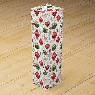 "Elegant Seamless Christmas Ornament Pattern  Wine Box